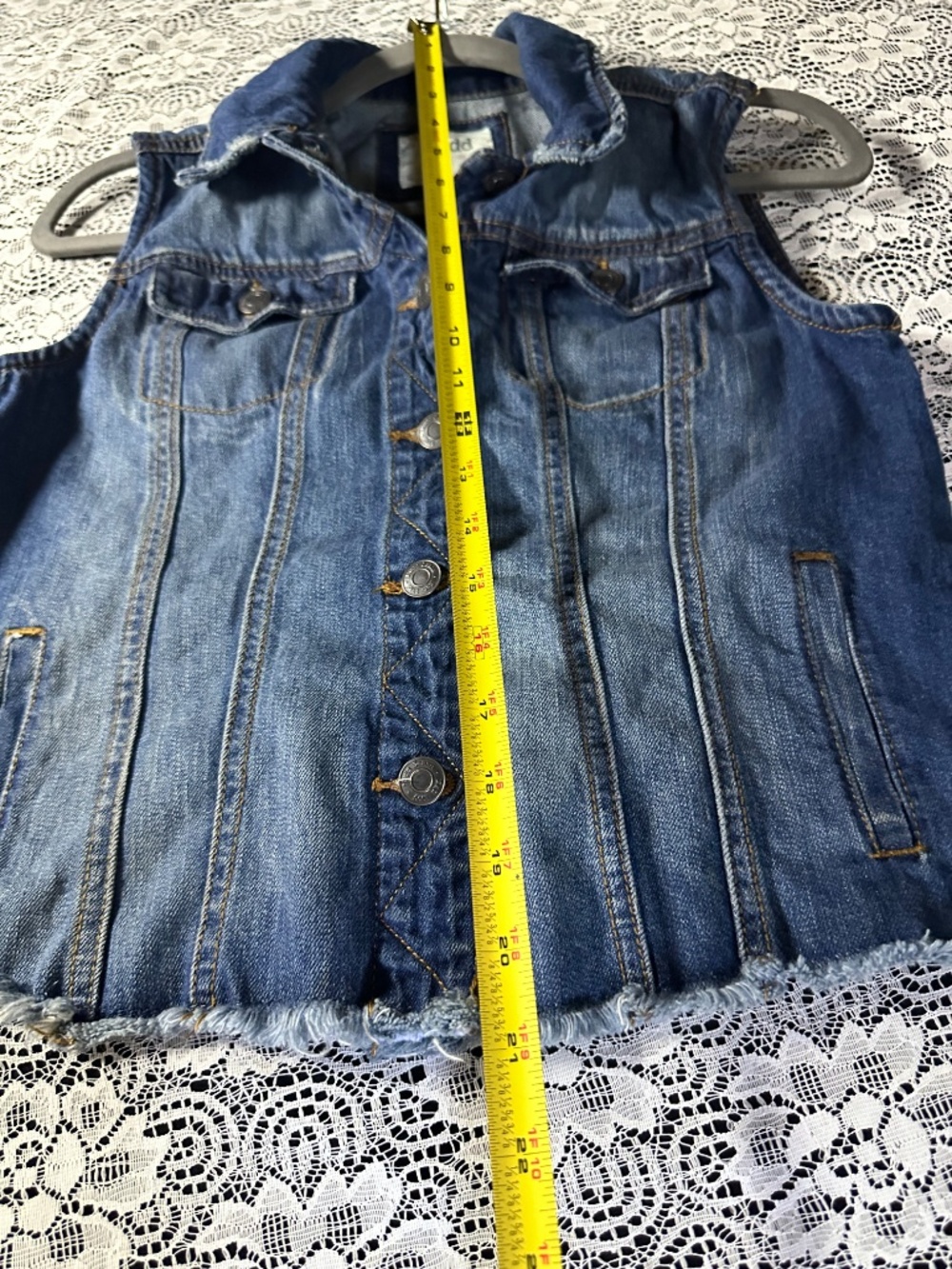 Vintage Mudd Distressed Denim Vest Raw Frayed Hem Blue Y2K Size Small - Picture 5 of 7